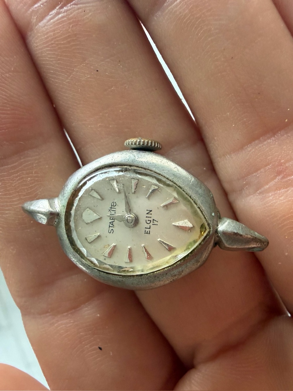 Starlite Elgin Women's Silver-Tone Teardrop Watch Head vintage